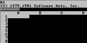 A picture of a blank VisiCalc spreadsheet