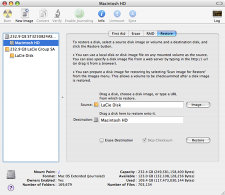A picture of the Disk Utility application