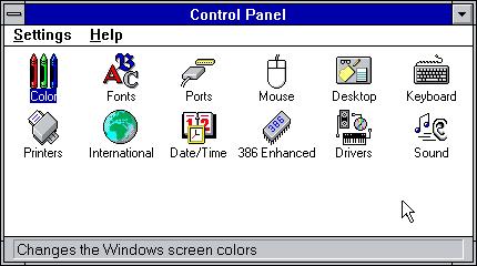 The Windows 3.11 Control Panel: not a lot of stuff