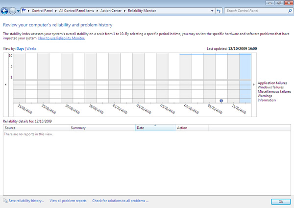 The Windows 7 Reliability Monitor