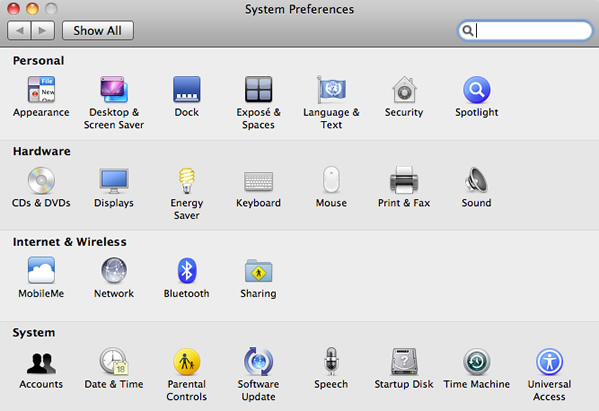 Mac OS X System Preferences