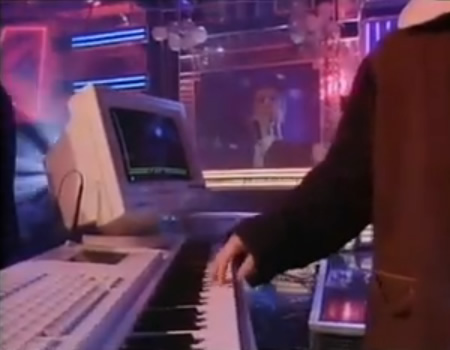 A picture of Chris Lowe from the Pet Shop Boys playing a Fairlight Series III on Top of the Pops